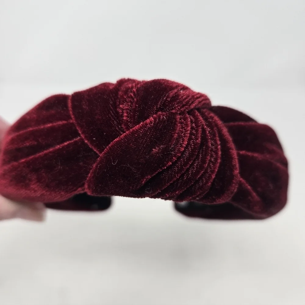 LELE SADOUGHI MAROON OXBLOOD VELVET HEADBAND TOP KNOT HAIR ACCESSORY WOMEN OS
